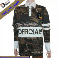 Men's 100%cotton printed long sleeve rugby shirt